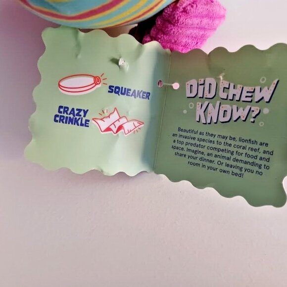 NWT Bark Box Dog Toy LION FISH LARRY Large Coral‎ Ruff 2023 Crinkle & Squeaky - Picture 6 of 7